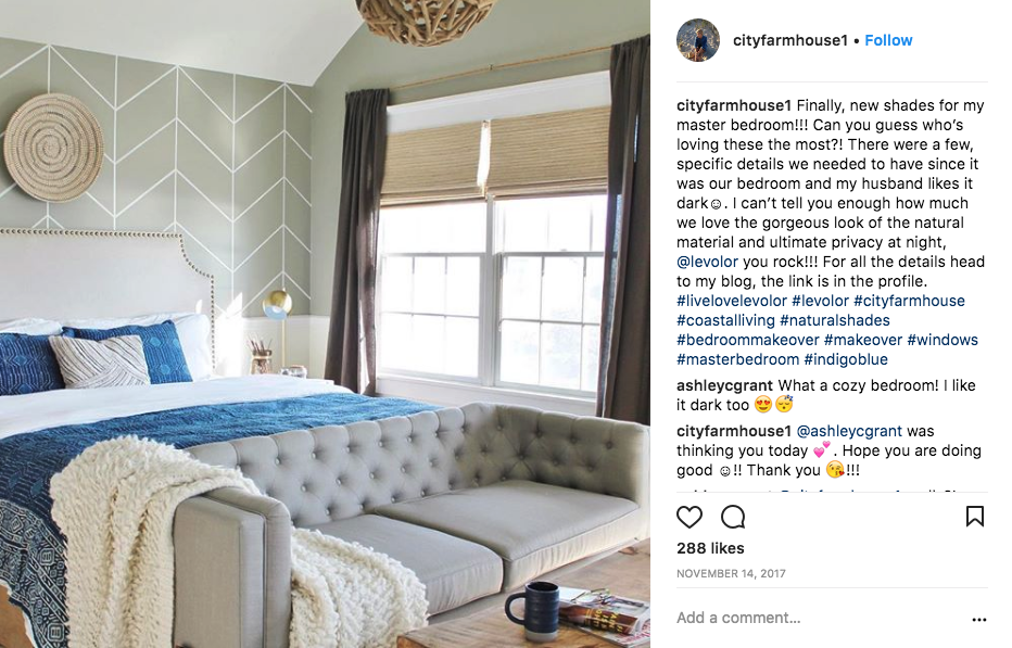 Levolor Instagram post Levolor Instagram post