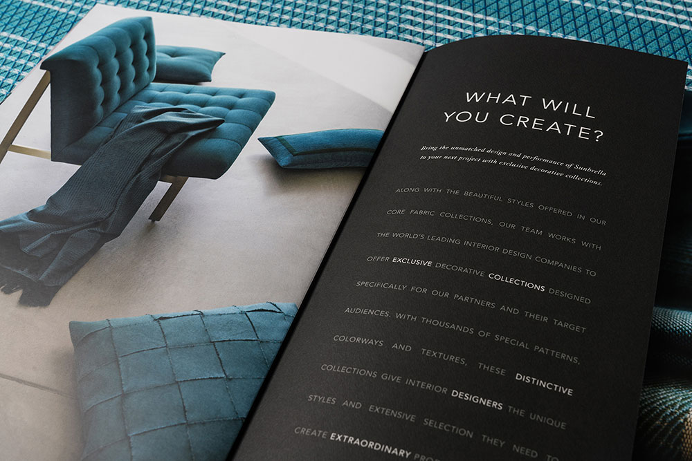 Sunbrella direct mail marketing with copy Sunbrella direct mail marketing with copy